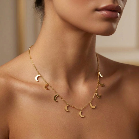 Golden Moon Charm Necklace