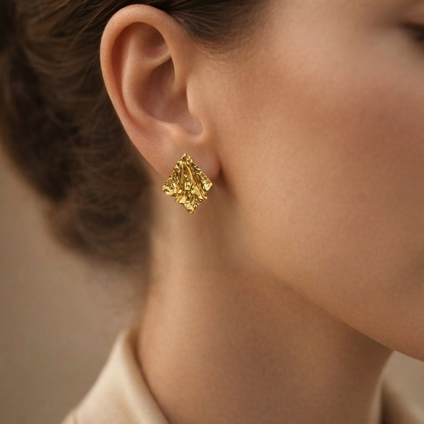 Gold Lava Statement Earrings