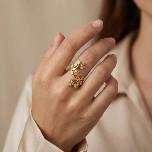 Golden Leaf Wrap Ring