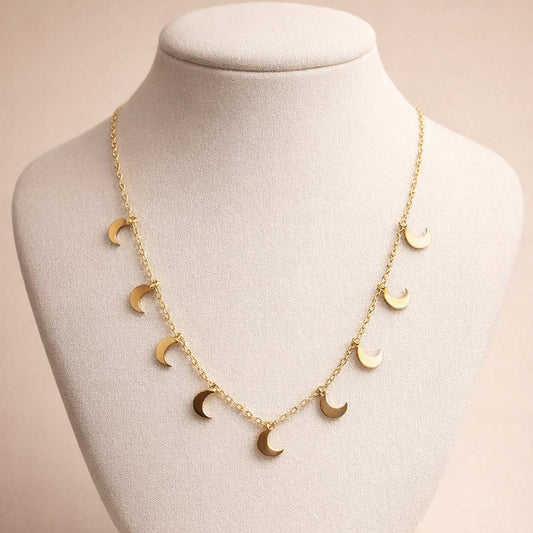 Golden Moon Charm Necklace