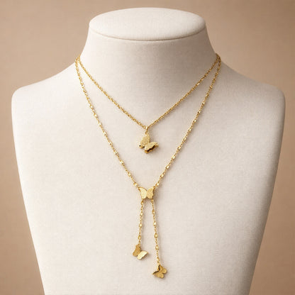 Butterfly Layered Gold Necklace