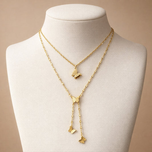 Butterfly Layered Gold Necklace