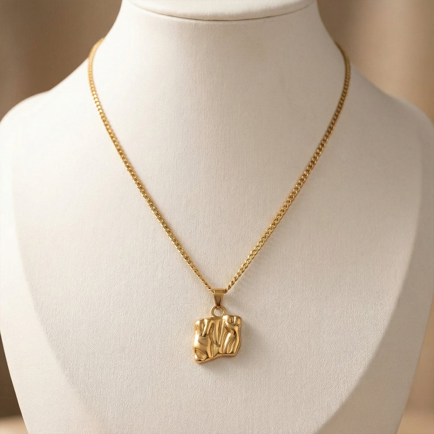 Molten Square Pendant Necklace