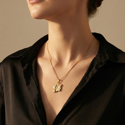 Molten Square Pendant Necklace