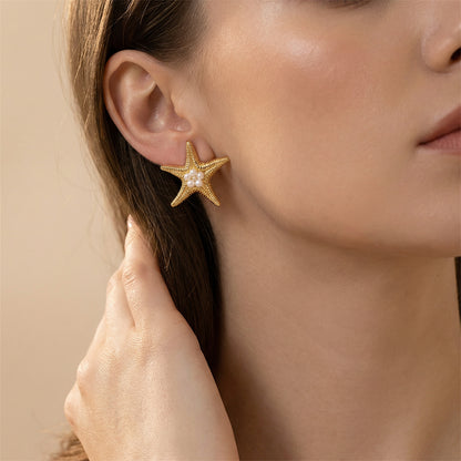 Pearl Starfish Stud Earrings