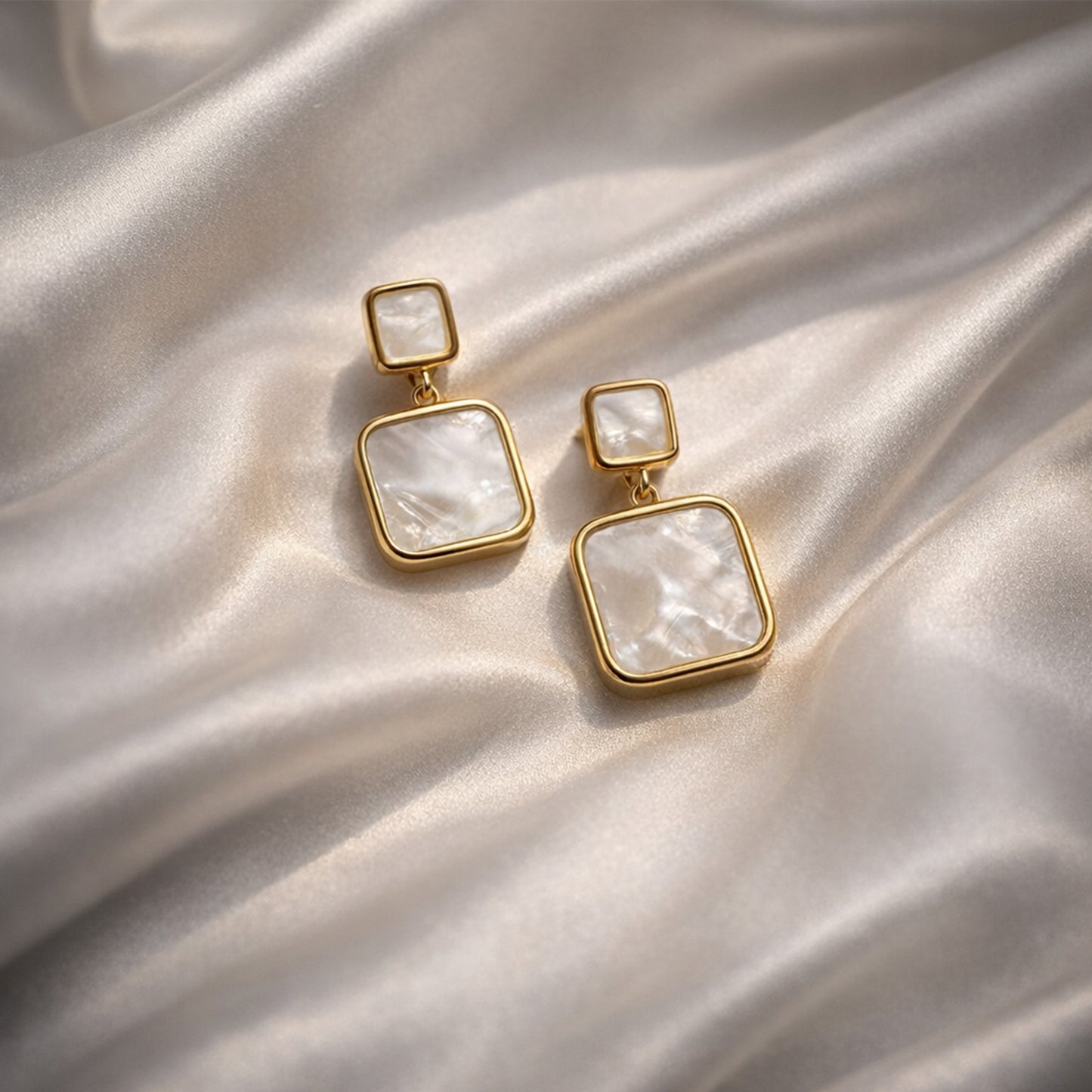 Mother of Pearl Square Drop Earrings
