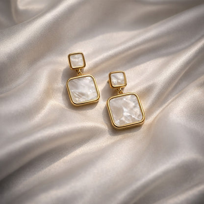 Mother of Pearl Square Drop Earrings