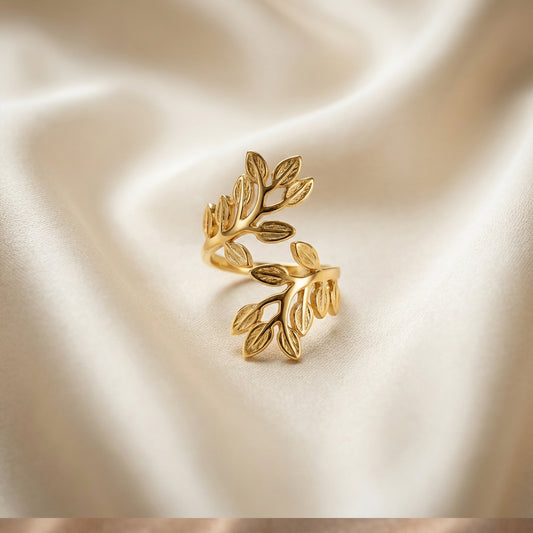 Golden Leaf Wrap Ring