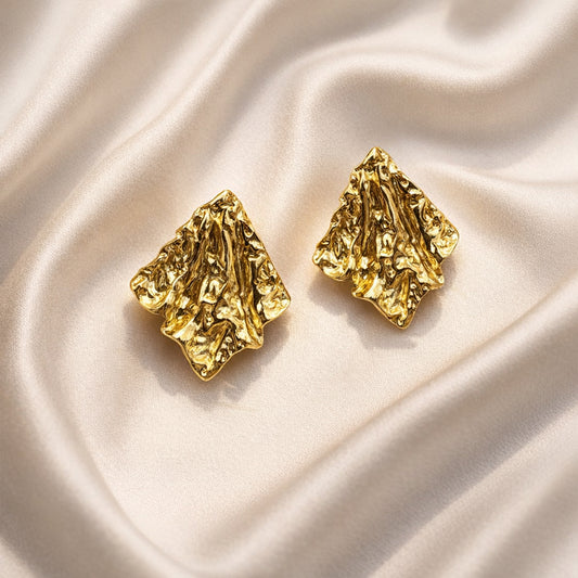 Gold Lava Statement Earrings
