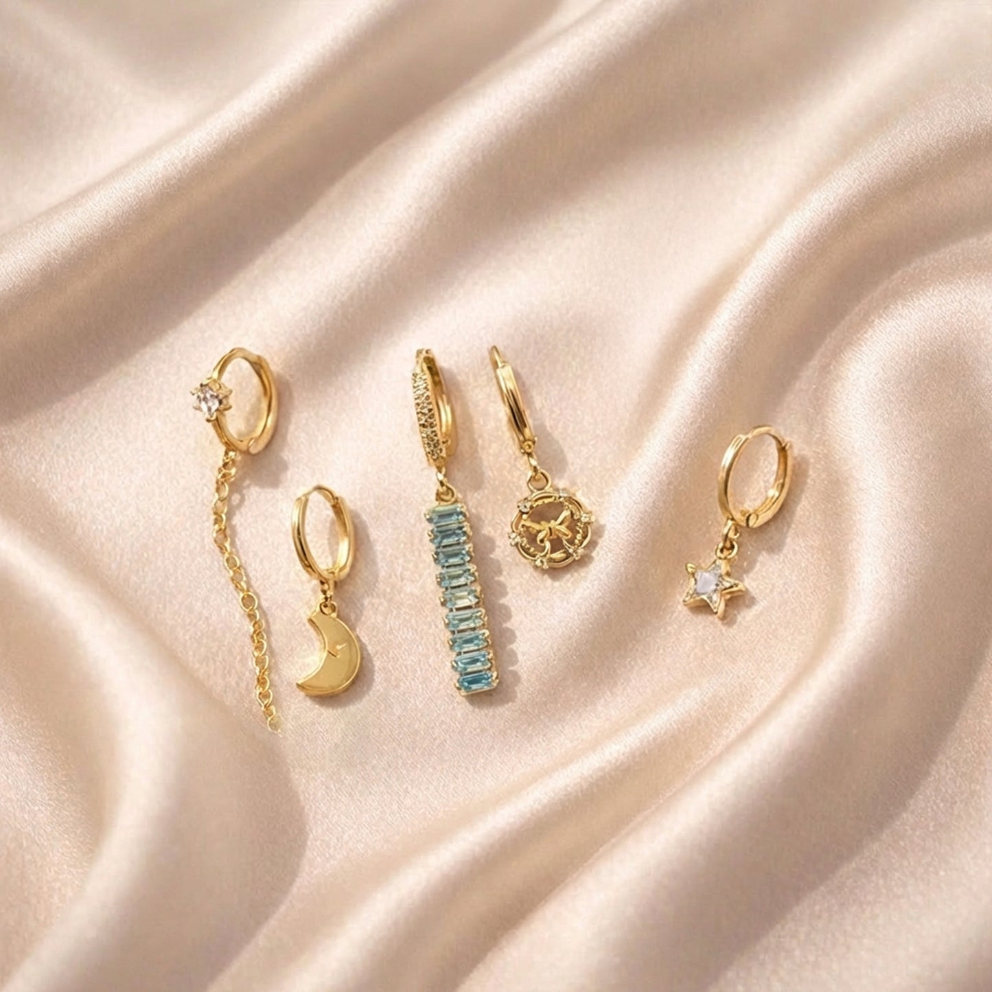 Celestial Ear Stack – 5-Piece Earring Set