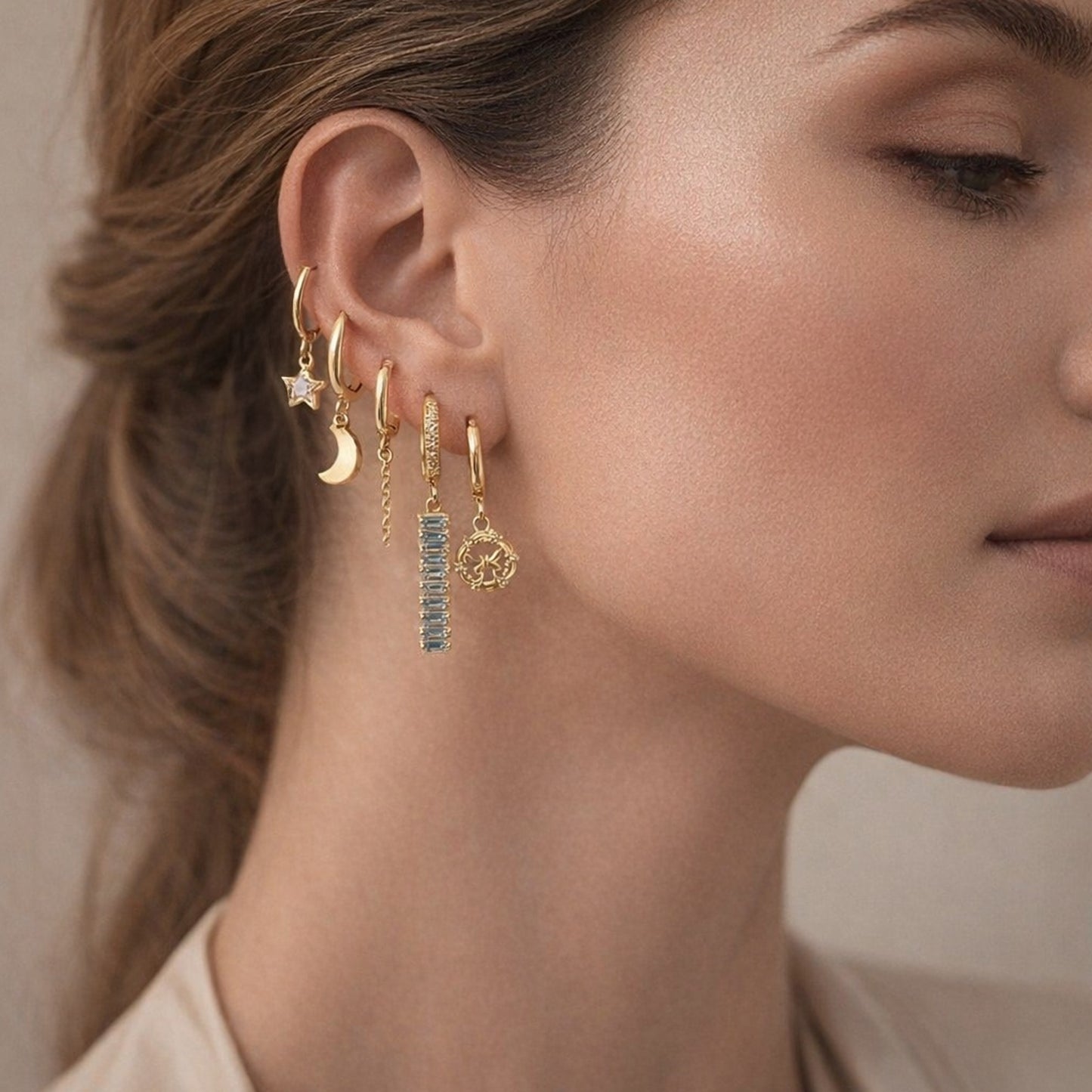 Celestial Ear Stack – 5-Piece Earring Set